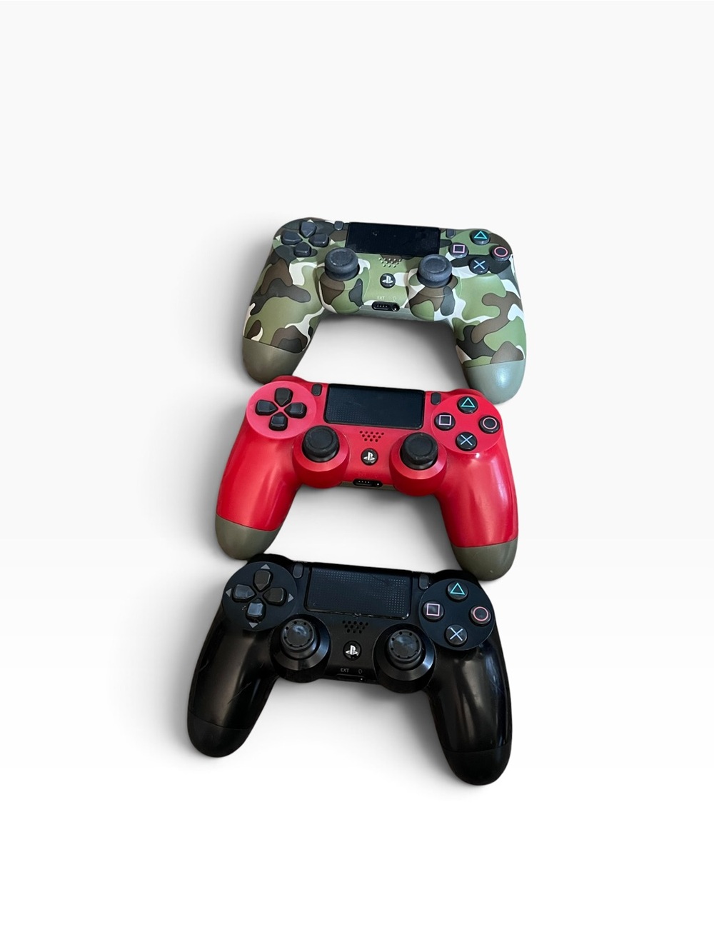 Lot 3 OEM Sony PS4 DualShock 4 Controllers Parts Repair Stick Drift Camo Red Blk